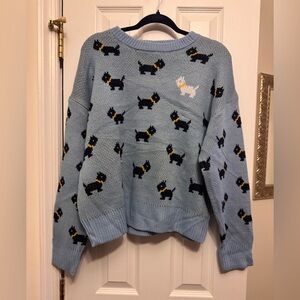 NWT Stranger Things Season 5 Erica Scottie Dog Sweater XL Blue No Boundaries